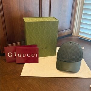 Gucci Dark Green Uran Base Viscose Monogram Hat